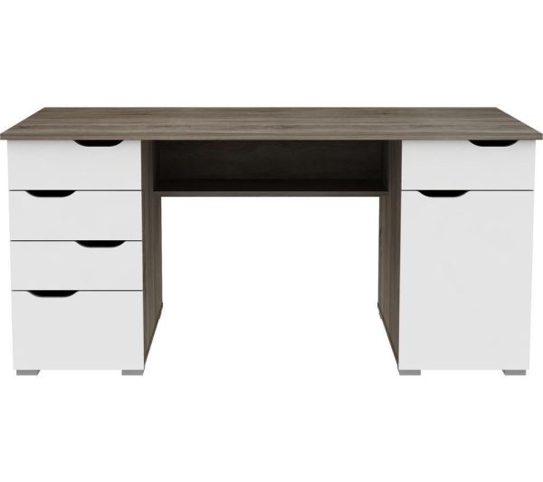 ALPHASON Kentucky Desk  White  Dark Oak | Bed Sava