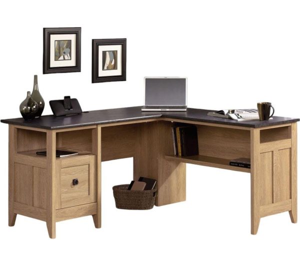 TEKNIK Home Study L shaped Office Desk  Slate | Bed Sava