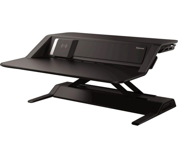 FELLOWES Lotus DX Stand Up Desk Workstation  Black | Bed Sava