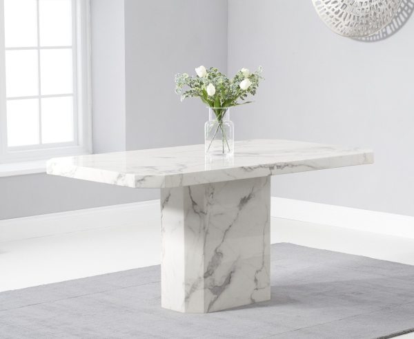 Belle 160cm Marble White Dining Table | Bed Sava