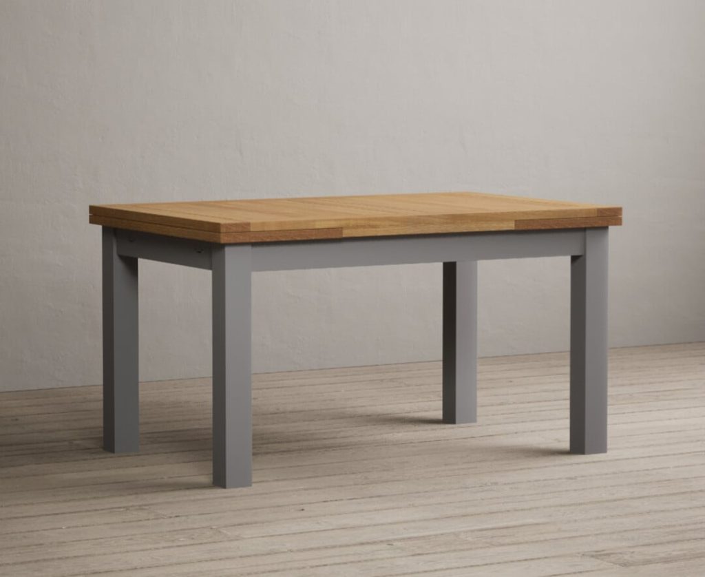Extending Buxton 140cm Oak and Light Grey Painted Dining Table