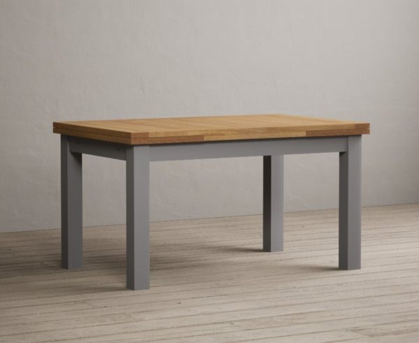 Extending Buxton 140cm Oak and Light Grey Painted Dining Table | Bed Sava