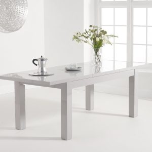 Extending Seattle 160cm Light Grey High Gloss Dining Table | Bed Sava