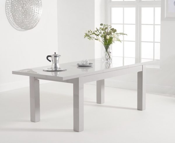 Extending Seattle 160cm Light Grey High Gloss Dining Table | Bed Sava