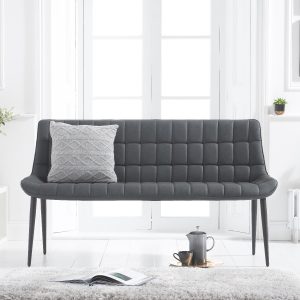 Larson Grey Faux Leather Bench | Bed Sava