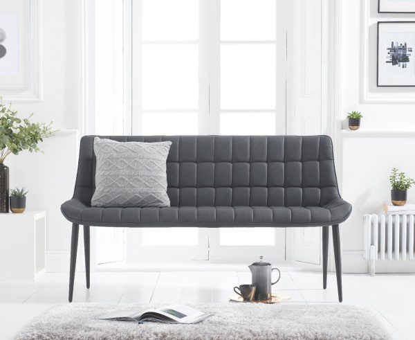 Larson Grey Faux Leather Bench | Bed Sava