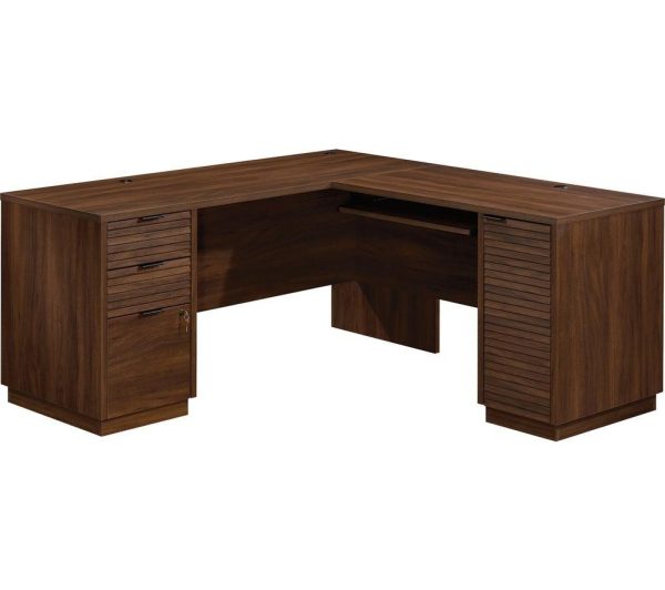 TEKNIK Elstree 5426914 L Shaped Desk  Spiced Mahogany | Bed Sava