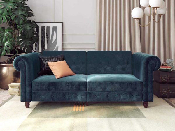 Dorel Felix Chesterfield Sofa Bed Blue | Bed Sava