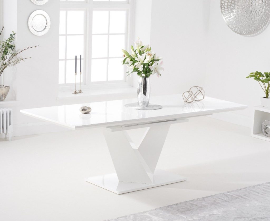 Extending  Vittorio 160cm White High Gloss Dining Table