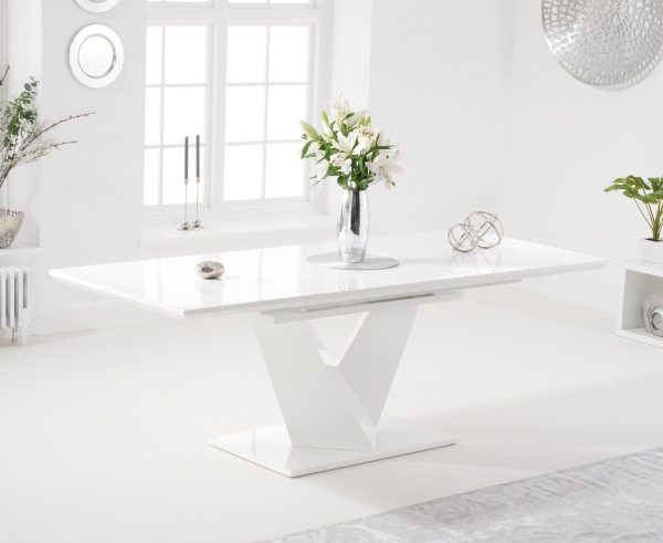 Extending Vittorio 160cm White High Gloss Dining Table | Bed Sava