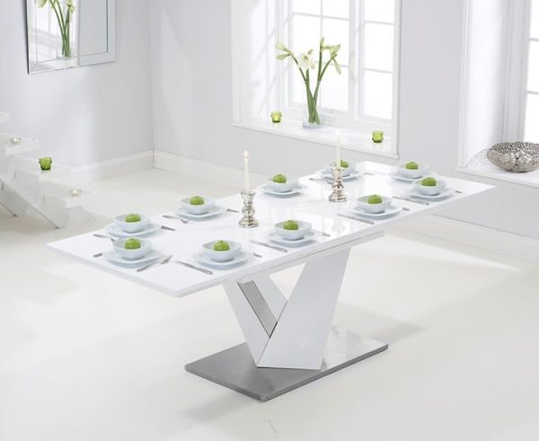 Extending Santino 160cm White High Gloss Dining Table | Bed Sava