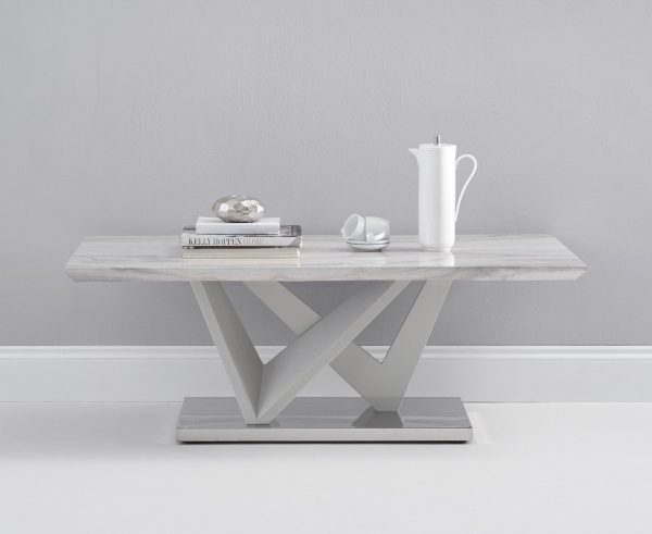 Marcella High Gloss Grey Marble Effect Coffee Table | Bed Sava