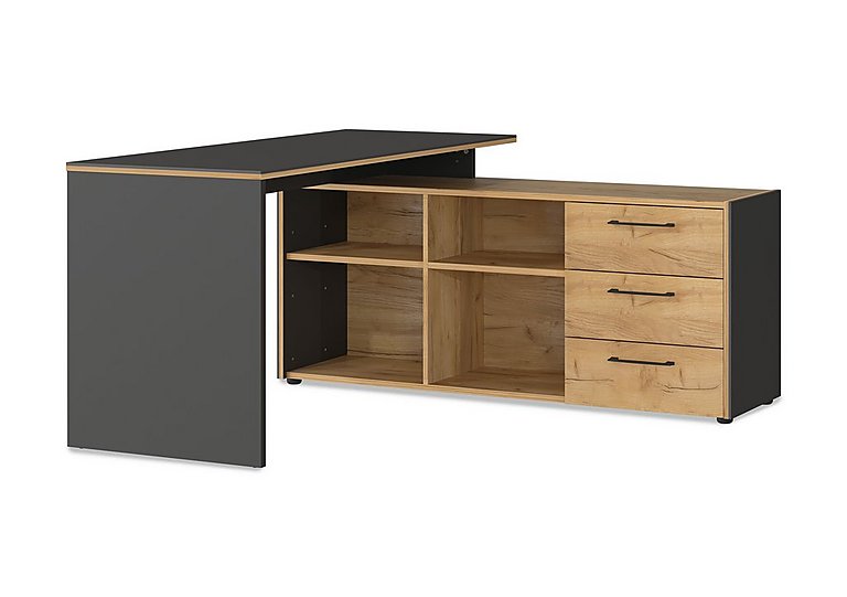 Aden Corner Desk with Solid Leg and Storage Unit