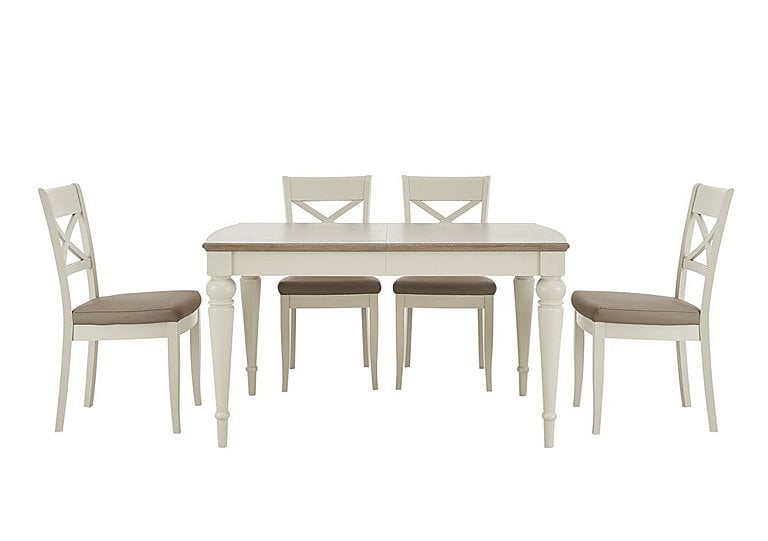 Furnitureland - Annecy Extending Dining Table with 4 Faux NC Leather Cross Back Chairs