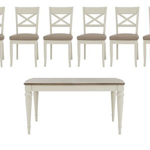Furnitureland  Annecy Large Extending Dining Table and 6 Cross Back Chairs | Bed Sava
