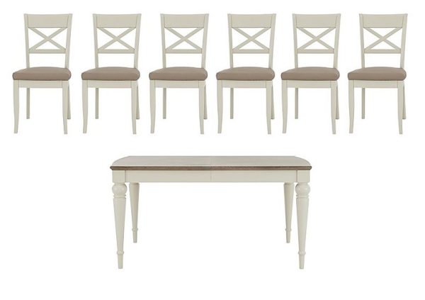 Furnitureland  Annecy Large Extending Dining Table and 6 Cross Back Chairs | Bed Sava