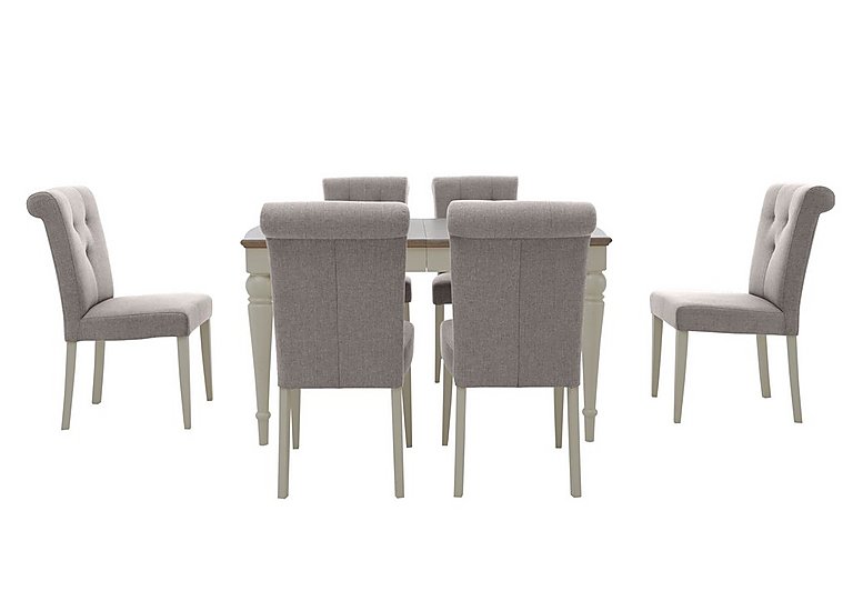 Furnitureland - Annecy Extending Dining Table with 6 Upholstered Chairs