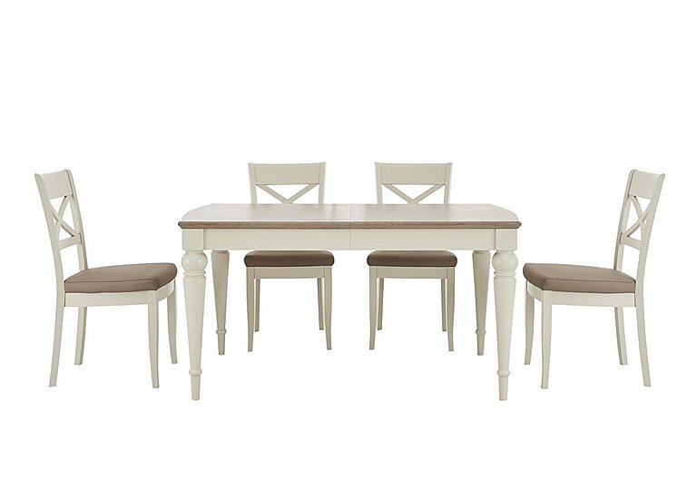 Furnitureland - Annecy Large Extending Dining Table and 4 Cross Back Chairs