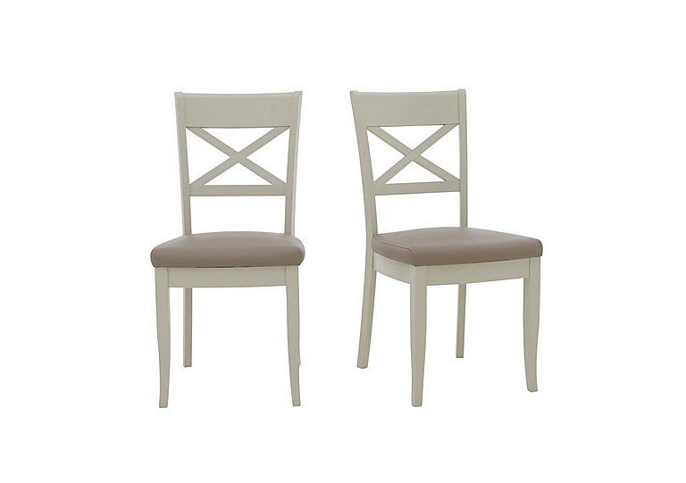Furnitureland - Annecy Pair of Cross Back NC Leather Dining Chairs