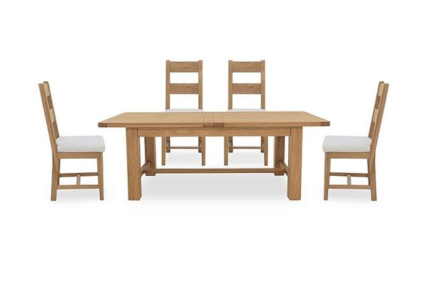Augusta Large Rectangular Extending Dining Table and 4 Wooden Ladderback Chairs | Bed Sava