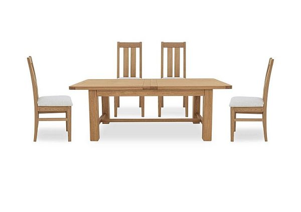 Augusta Large Rectangular Extending Dining Table and 4 Wooden Slatted Back Chairs | Bed Sava
