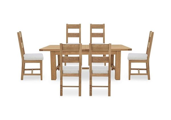 Augusta Large Rectangular Extending Dining Table and 6 Wooden Ladderback Chairs | Bed Sava