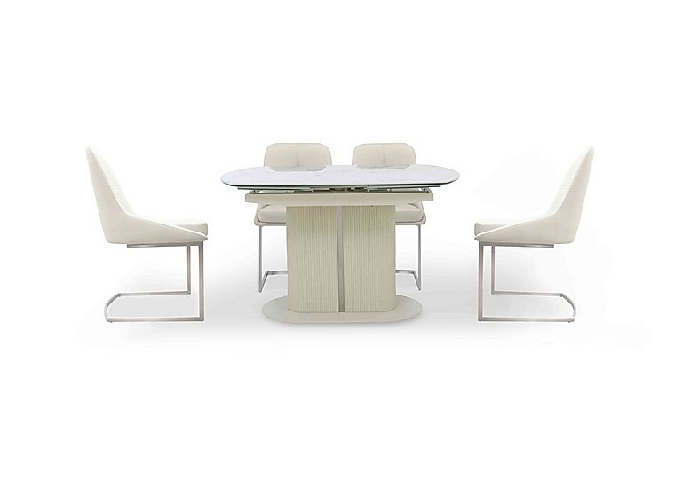 Avorio Swivel Extending Dining Table and 4 Cantilever Chairs Set