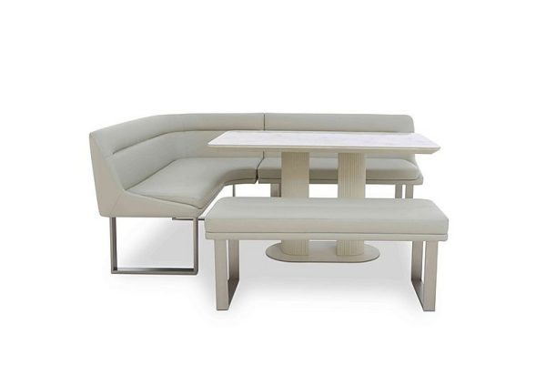 Avorio Fixed Dining Table Low Bench and Left Hand Facing Corner Bench Set | Bed Sava