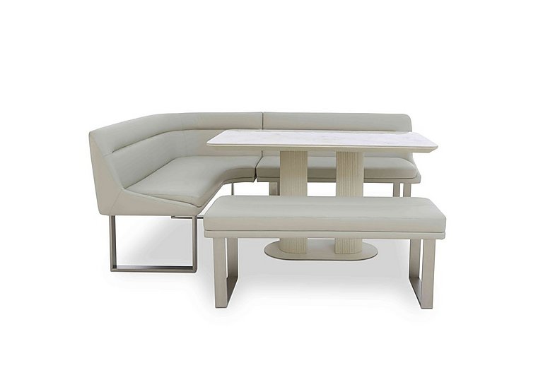 Avorio Fixed Dining Table, Low Bench and Left Hand Facing Corner Bench Set