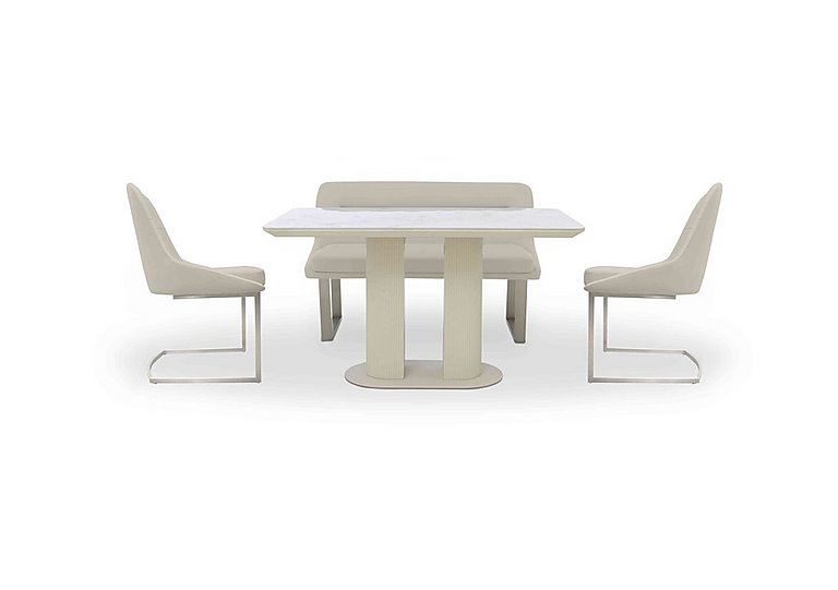 Avorio Fixed Dining Table, High Back Bench and 2 Cantilever Chairs Set