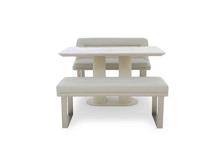Avorio Fixed Dining Table, High Back Bench and Low Bench Set