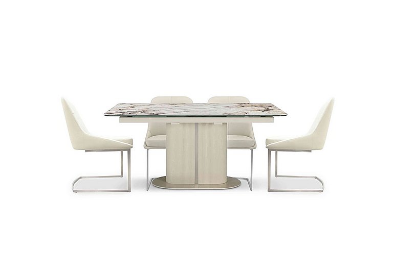 Avorio Small Pop-Up Extending Dining Table and 4 Chairs
