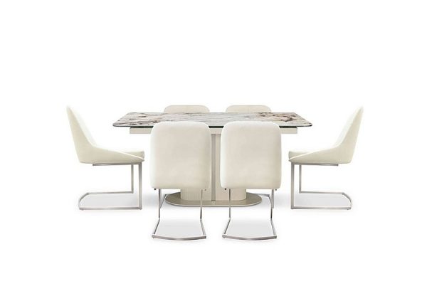 Avorio Small Pop Up Extending Dining Table and 6 Chairs | Bed Sava