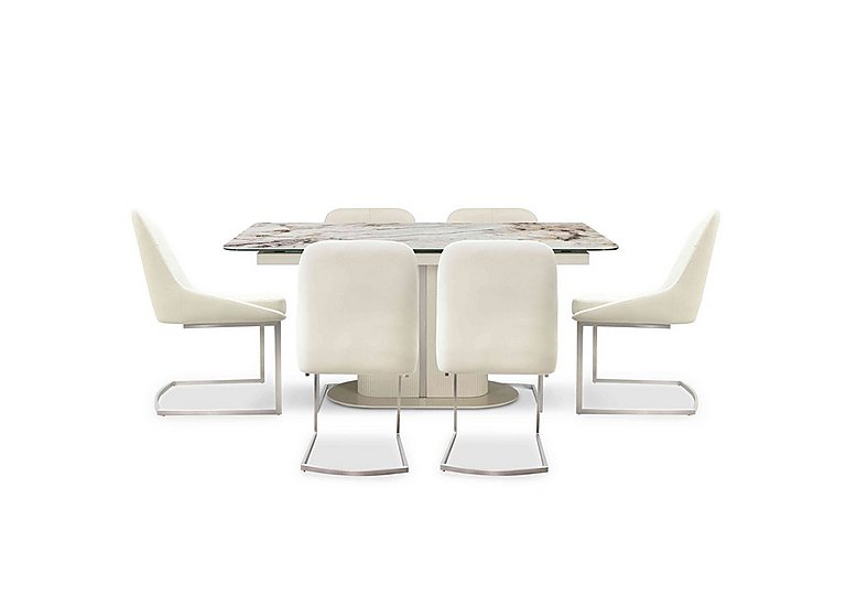 Avorio Small Pop-Up Extending Dining Table and 6 Chairs