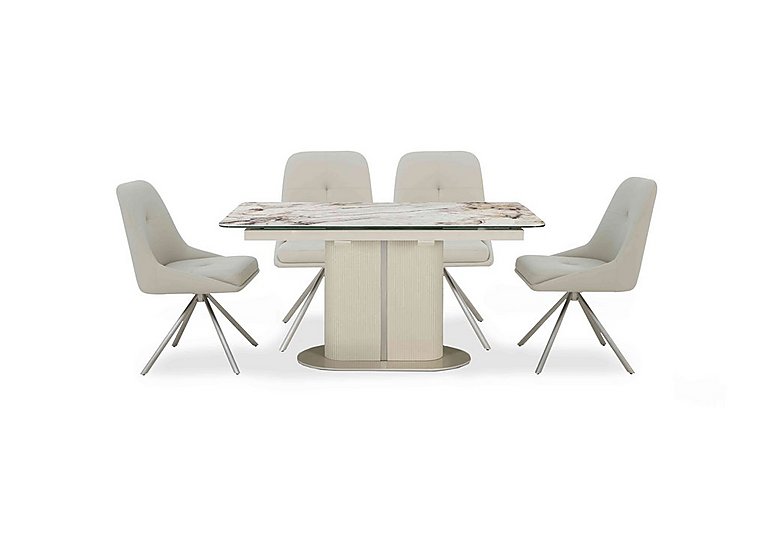 Avorio Small Pop-Up Extending Dining Table and 4 Swivel Chairs