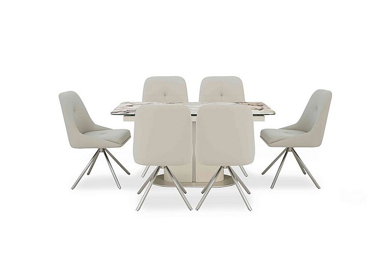 Avorio Small Pop-Up Extending Dining Table and 6 Swivel Chairs