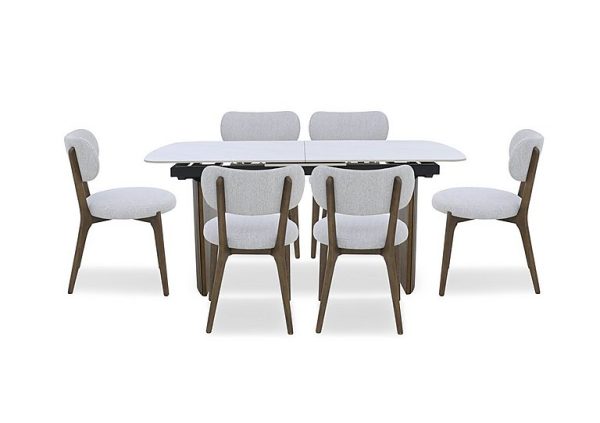 Cortado Pop Up Extending Dining Table with 6 Wooden Leg Chairs | Bed Sava