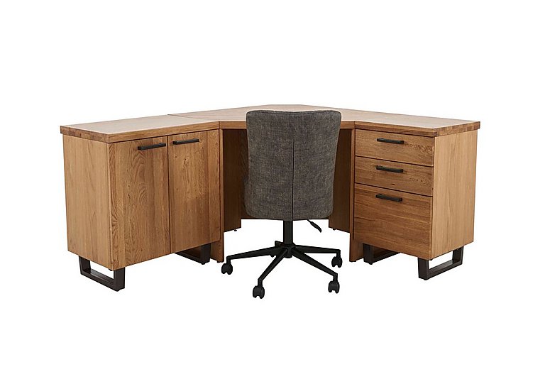 Earth Corner Desk, Filing Cabinet, 2 Door Storage Unit and Office Chair