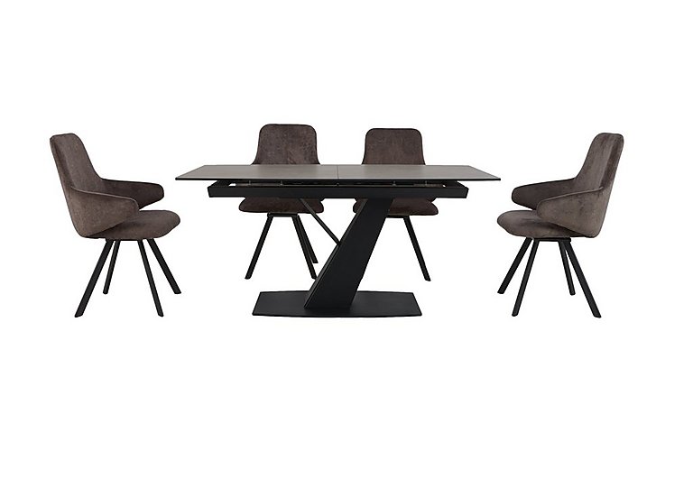 Enterprise Extending Dining Table and 4 Swivel Arm Chairs Set