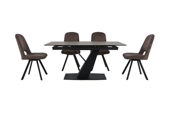 Enterprise Extending Dining Table and 4 Swivel Side Chairs Set | Bed Sava