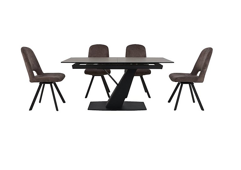 Enterprise Extending Dining Table and 4 Swivel Side Chairs Set