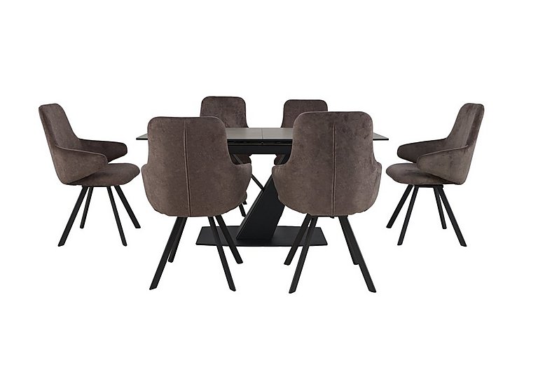Enterprise Extending Dining Table and 6 Swivel Arm Chairs Set