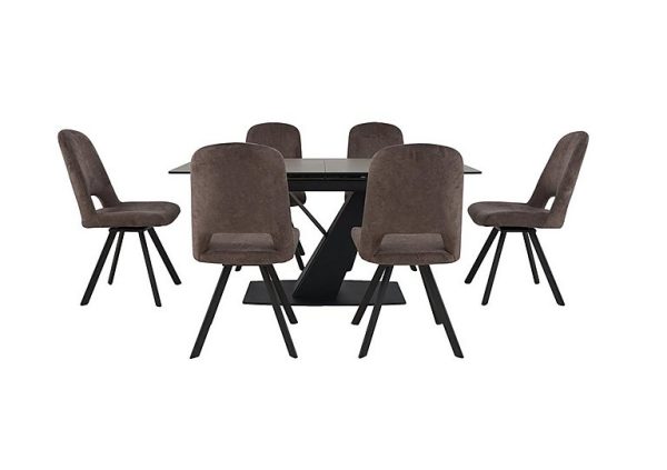 Enterprise Extending Dining Table and 6 Swivel Side Chairs Set | Bed Sava