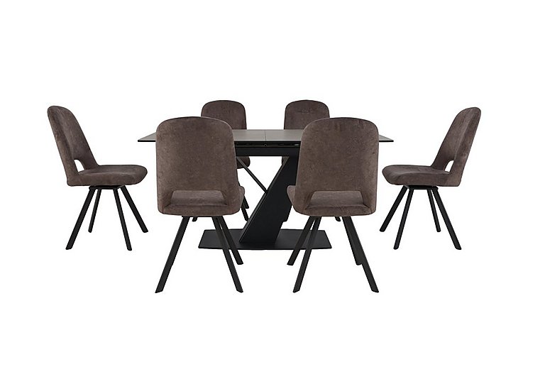 Enterprise Extending Dining Table and 6 Swivel Side Chairs Set