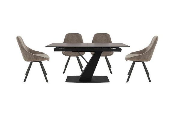 Enterprise Extending Dining Table and 4 Quilted Swivel Chairs Set | Bed Sava