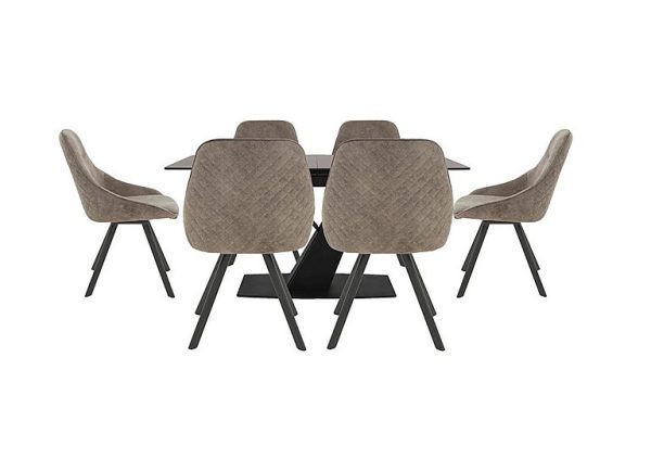 Enterprise Extending Dining Table and 6 Quilted Swivel Chairs Set | Bed Sava