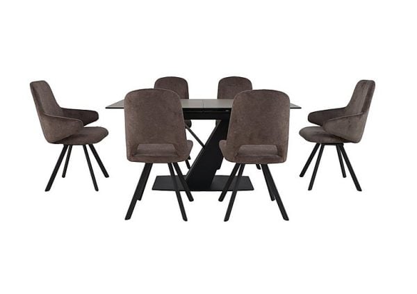 Enterprise Extending Dining Table 4 Swivel Side Chairs and 2 Swivel Arm Chairs Set | Bed Sava