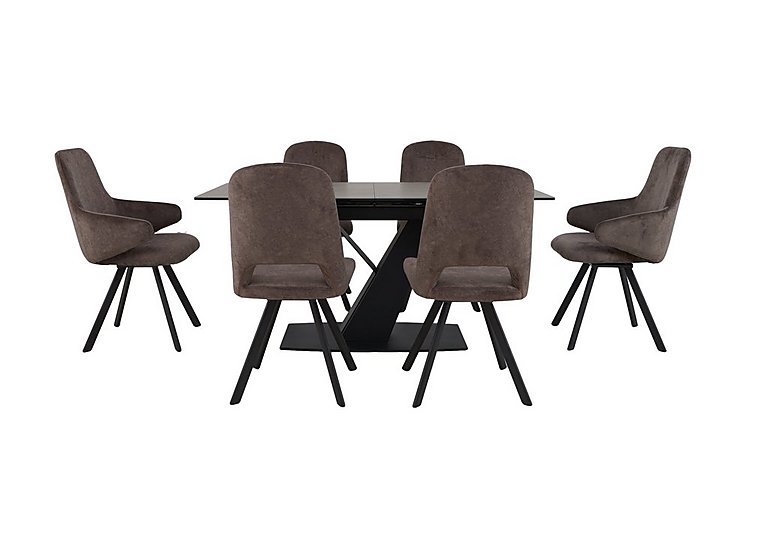 Enterprise Extending Dining Table, 4 Swivel Side Chairs and 2 Swivel Arm Chairs Set
