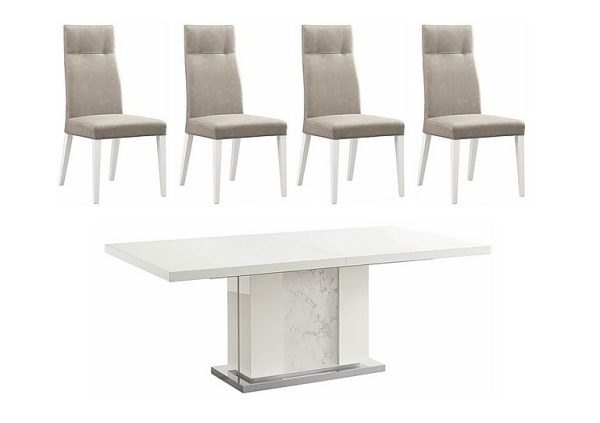ALF  Fascino Extending Dining Table and 4 Faux Leather Chairs | Bed Sava