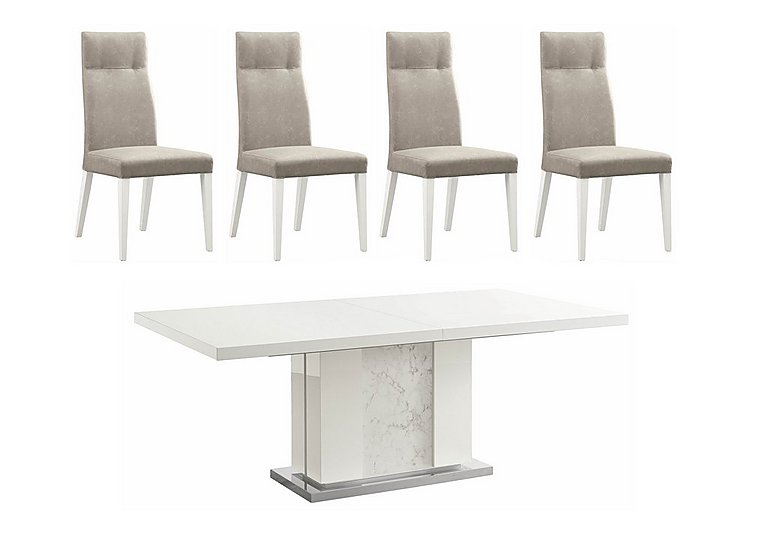 ALF - Fascino Extending Dining Table and 4 Faux Leather Chairs